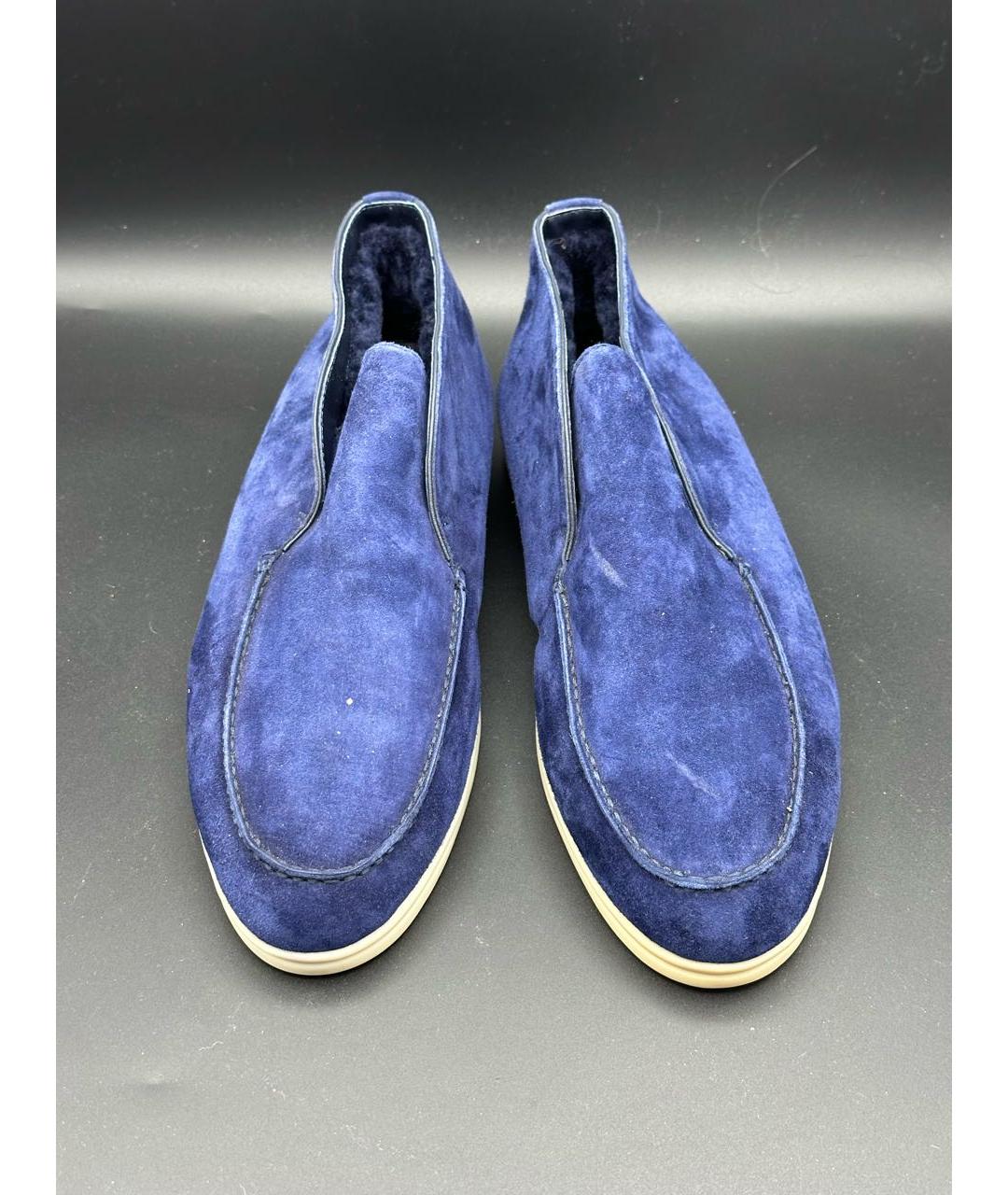 LORO PIANA Синие замшевые лоферы, фото 2