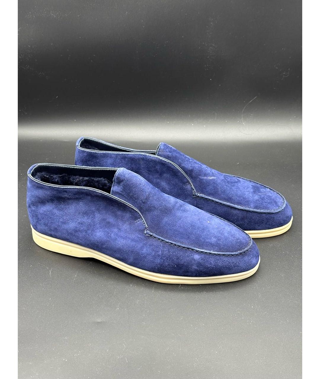 LORO PIANA Синие замшевые лоферы, фото 8