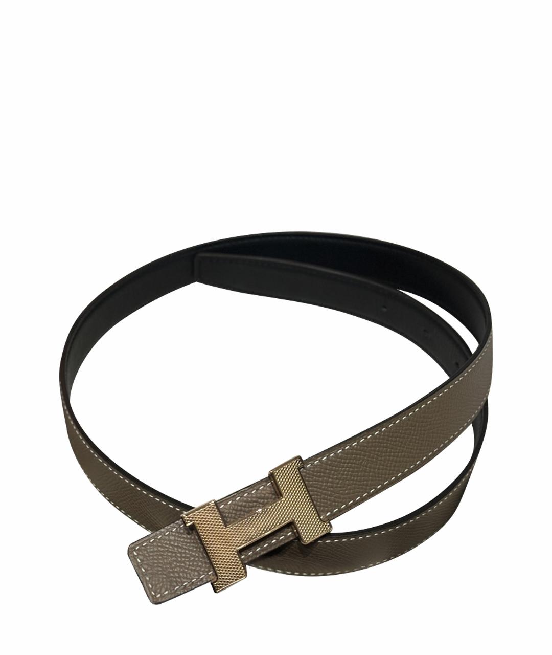 HERMES Серый кожаный ремень, фото 1