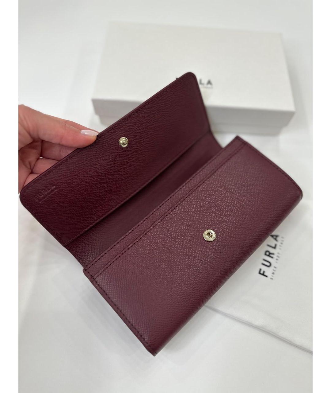 FURLA Бордовый кожаный кошелек, фото 3