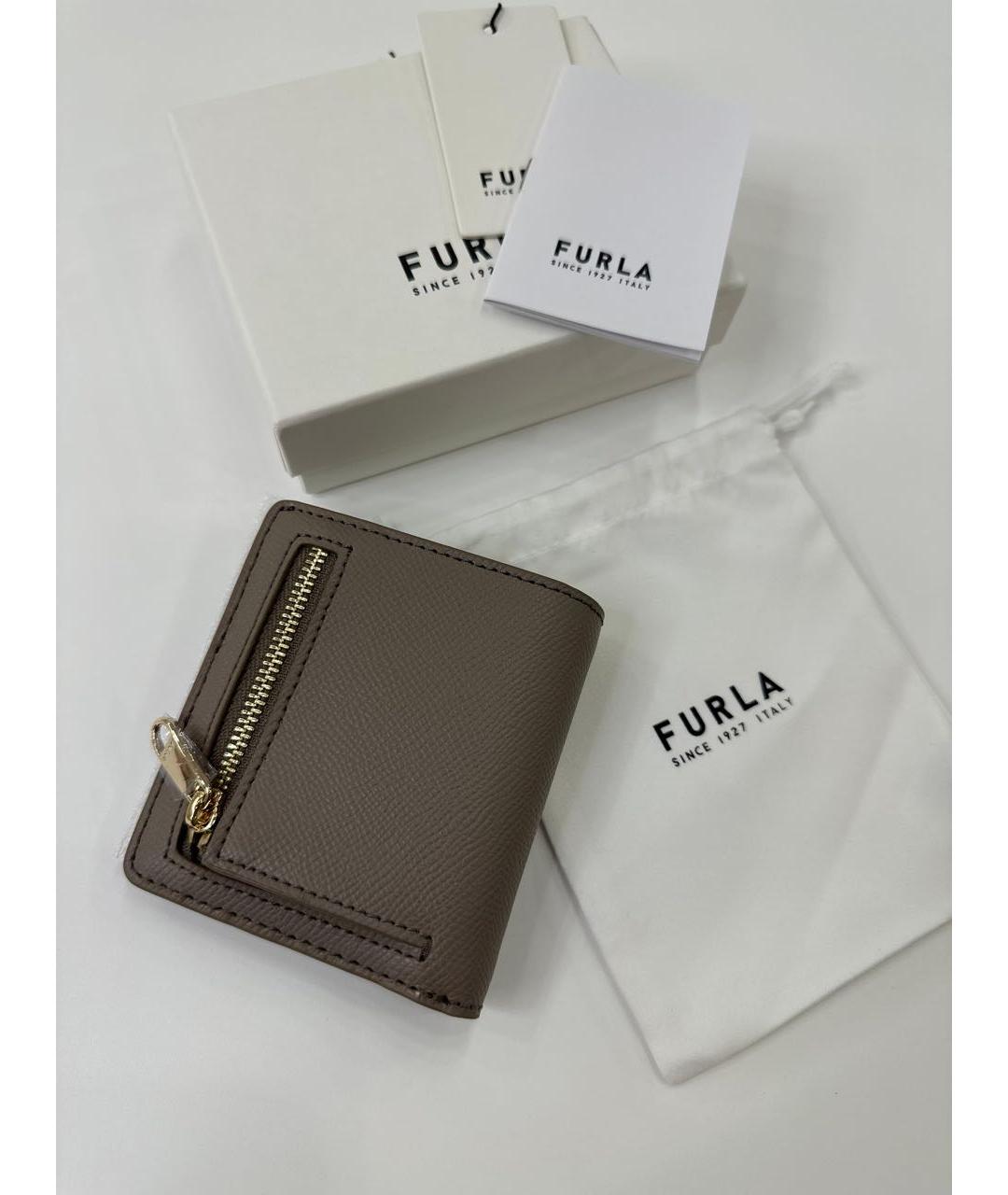 FURLA Серый кожаный кошелек, фото 6