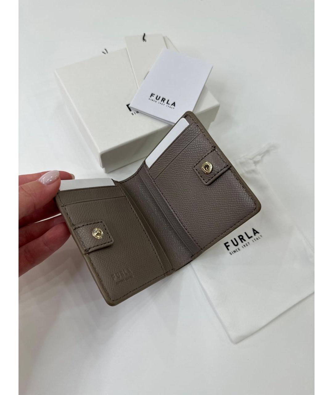 FURLA Серый кожаный кошелек, фото 5