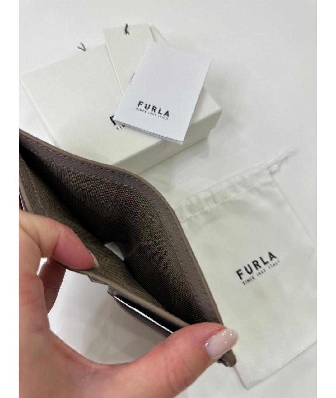 FURLA Серый кожаный кошелек, фото 4