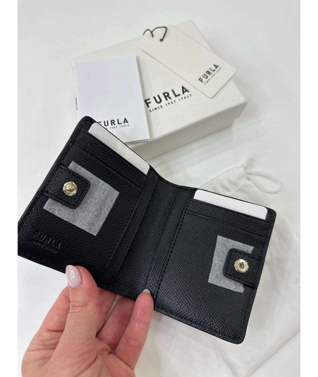FURLA Черный кожаный кошелек, фото 5