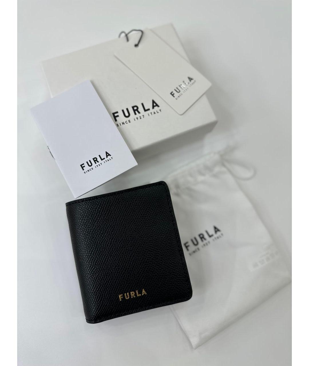 FURLA Черный кожаный кошелек, фото 3