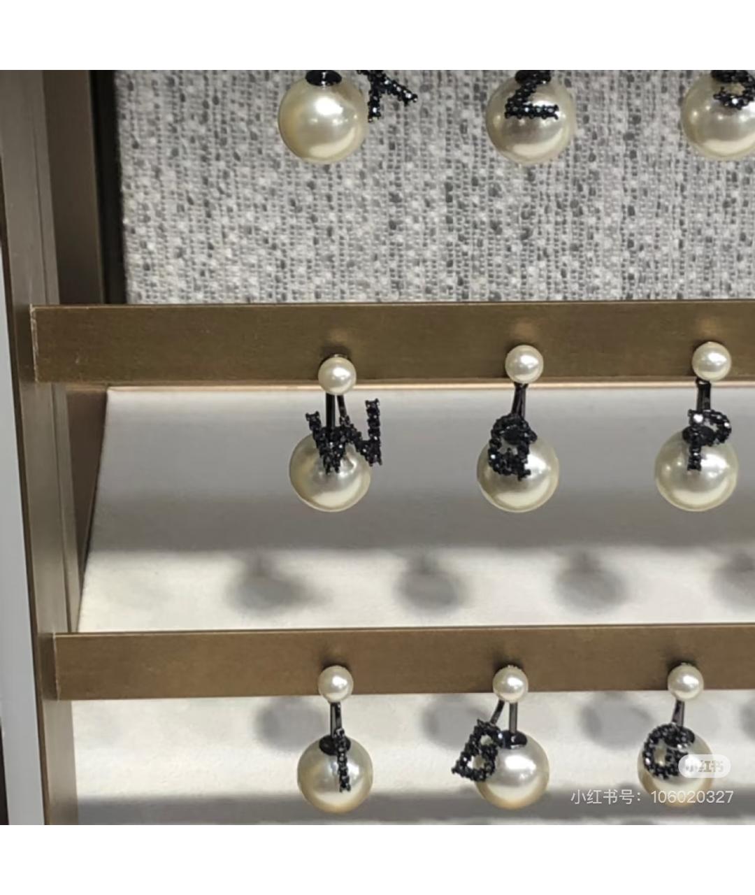 CHRISTIAN DIOR Белые металлические серьги, фото 9