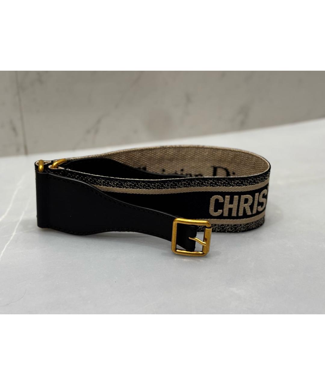 CHRISTIAN DIOR Темно-синий кожаный ремень, фото 5