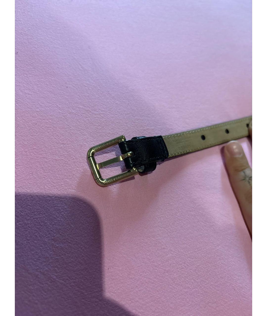 DOLCE&GABBANA Черный кожаный ремень, фото 3