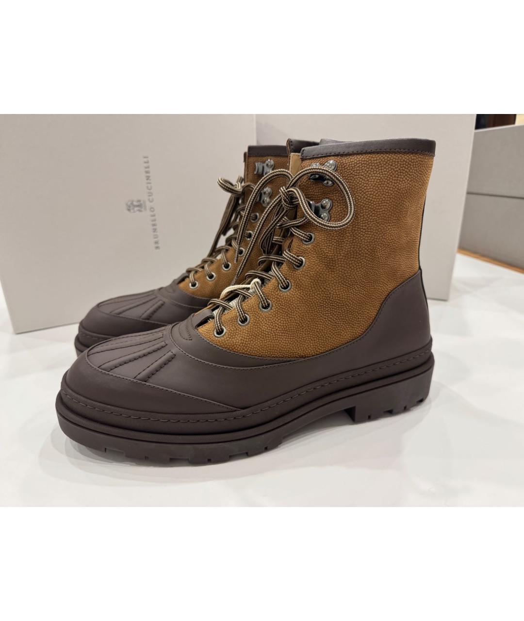 BRUNELLO CUCINELLI Коричневые замшевые высокие ботинки, фото 3