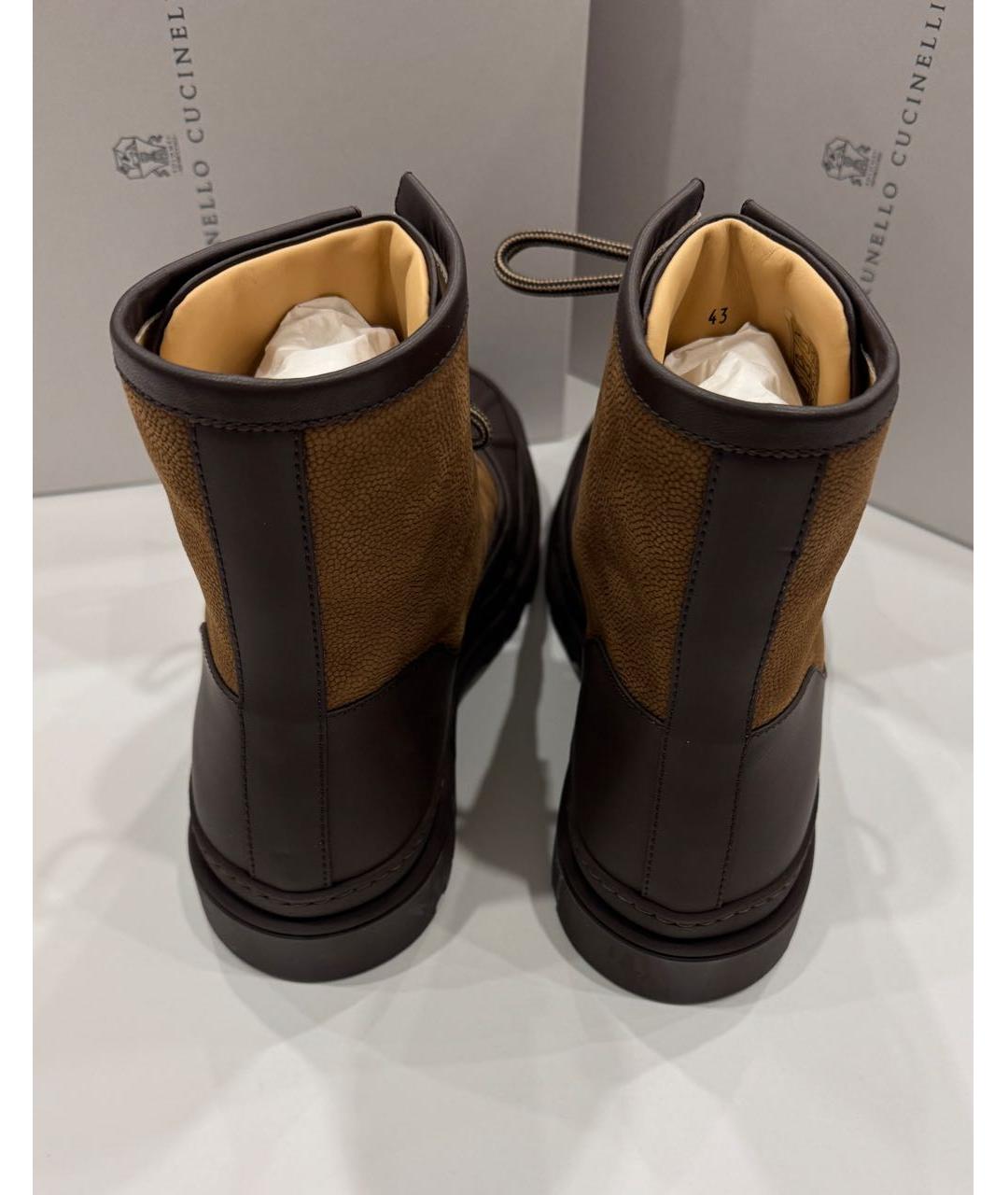 BRUNELLO CUCINELLI Коричневые замшевые высокие ботинки, фото 4