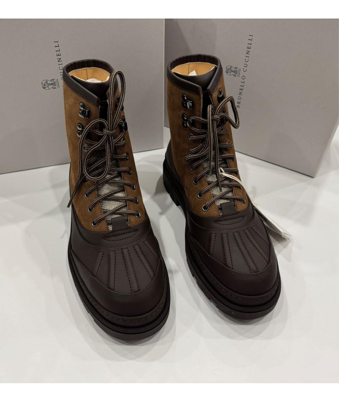 BRUNELLO CUCINELLI Коричневые замшевые высокие ботинки, фото 2