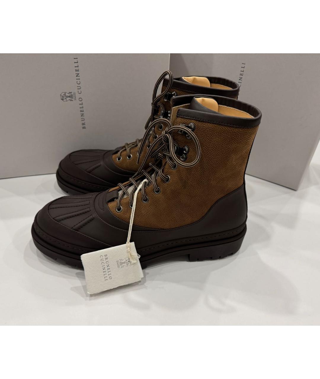 BRUNELLO CUCINELLI Коричневые замшевые высокие ботинки, фото 6