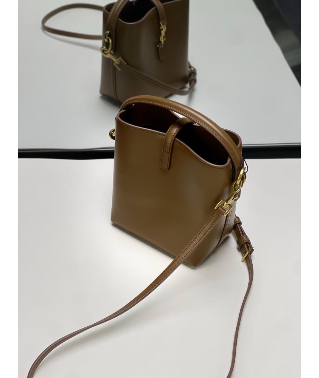 SAINT LAURENT Коричневая кожаная сумка через плечо, фото 2