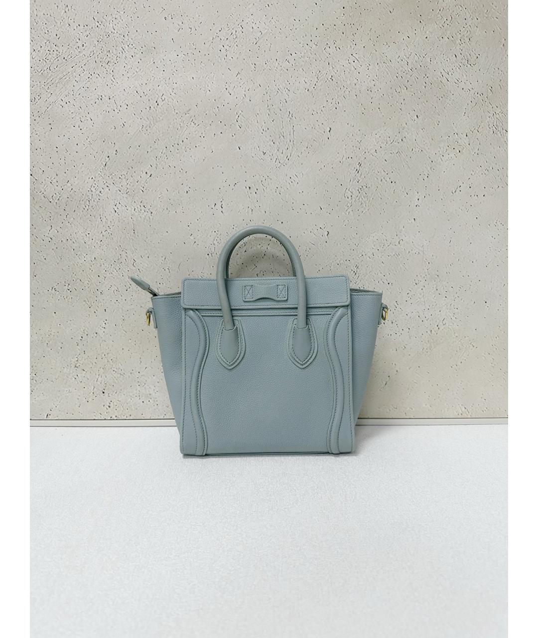 CELINE Голубая кожаная сумка тоут, фото 2