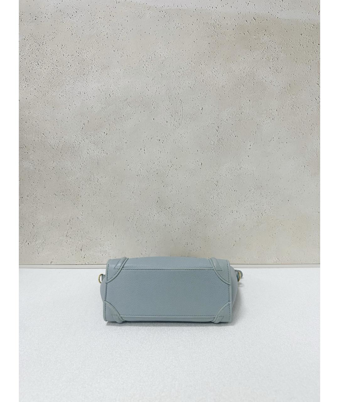 CELINE Голубая кожаная сумка тоут, фото 5