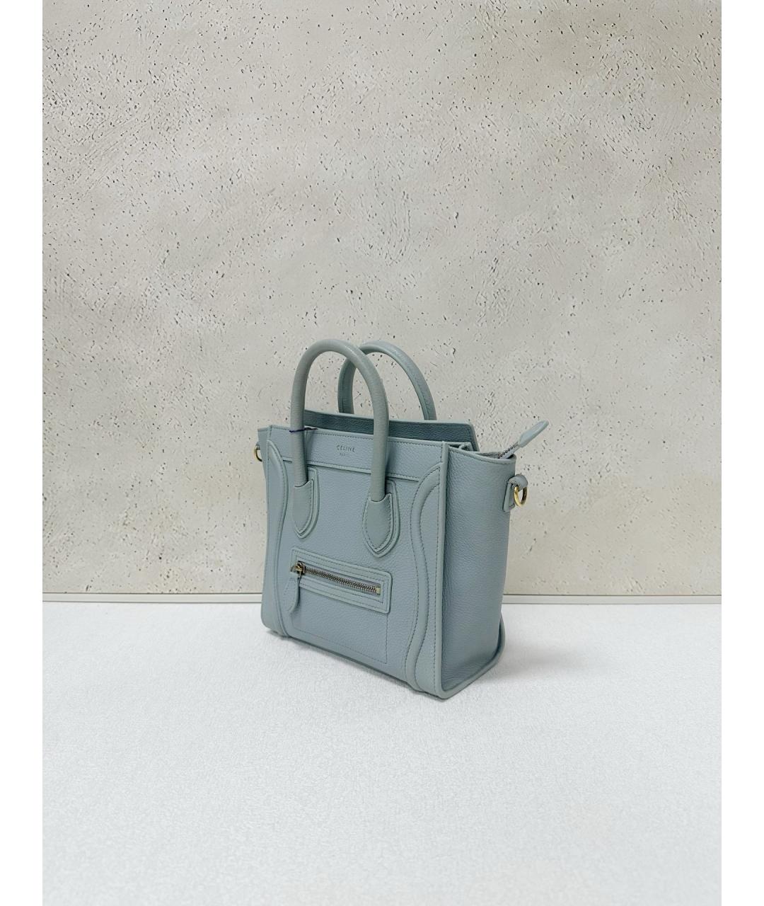 CELINE Голубая кожаная сумка тоут, фото 4