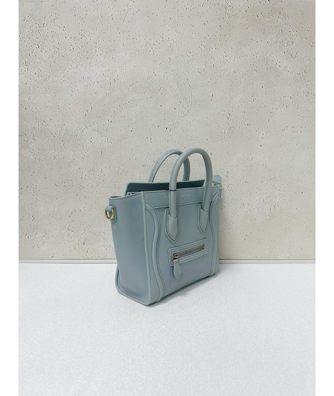 CELINE Голубая кожаная сумка тоут, фото 3