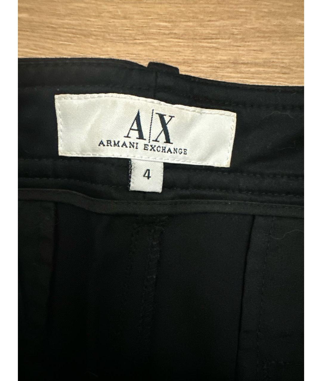 ARMANI EXCHANGE Черные хлопковые прямые брюки, фото 2