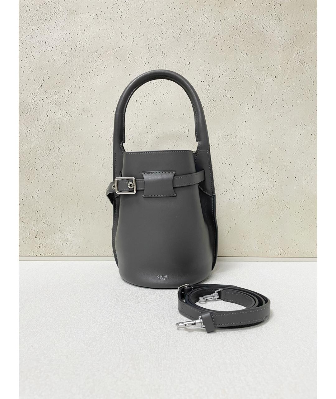 CELINE Серая кожаная сумка тоут, фото 7