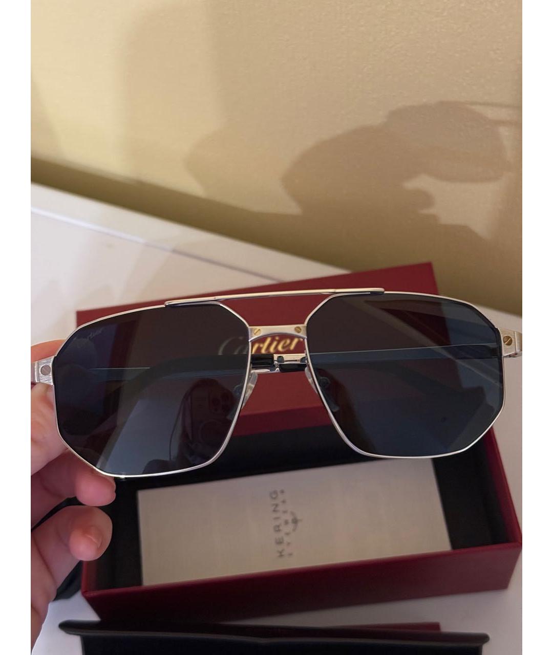 CARTIER Синие металлические солнцезащитные очки, фото 7