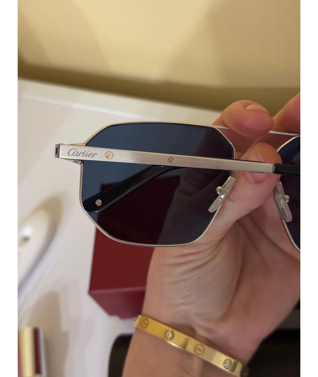 CARTIER Синие металлические солнцезащитные очки, фото 6