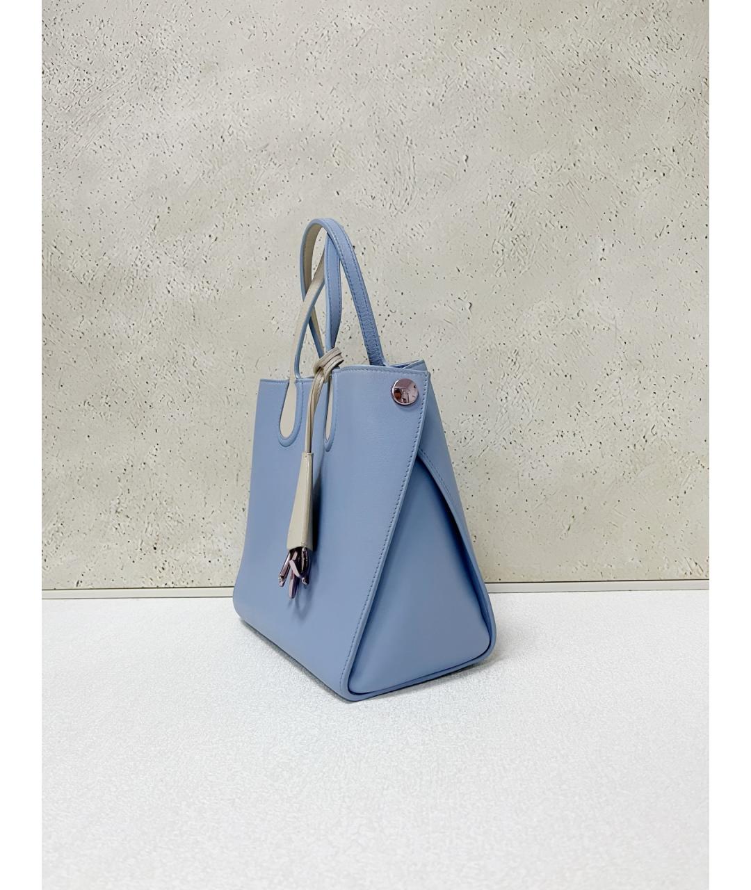 CHRISTIAN DIOR Голубая кожаная сумка с короткими ручками, фото 3