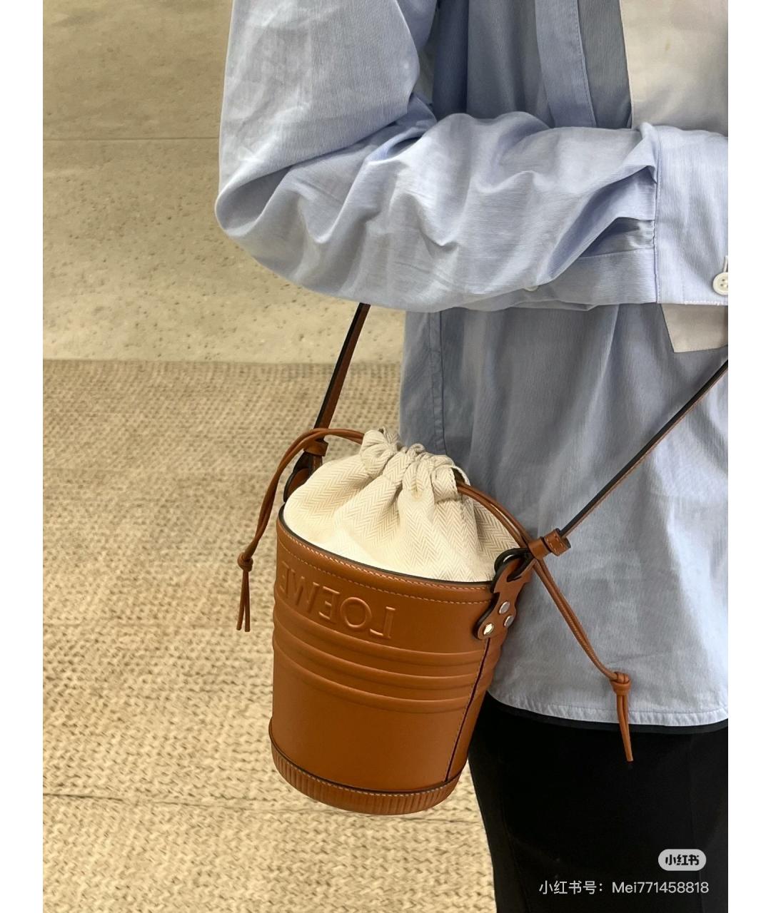 LOEWE Коричневая кожаная сумка через плечо, фото 6