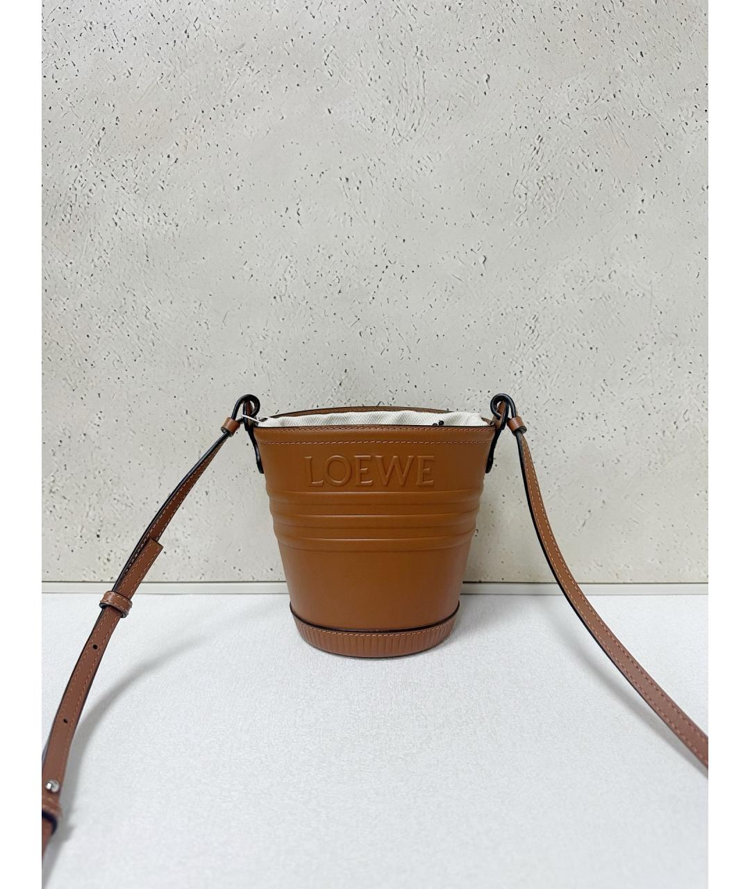 LOEWE Коричневая кожаная сумка через плечо, фото 2