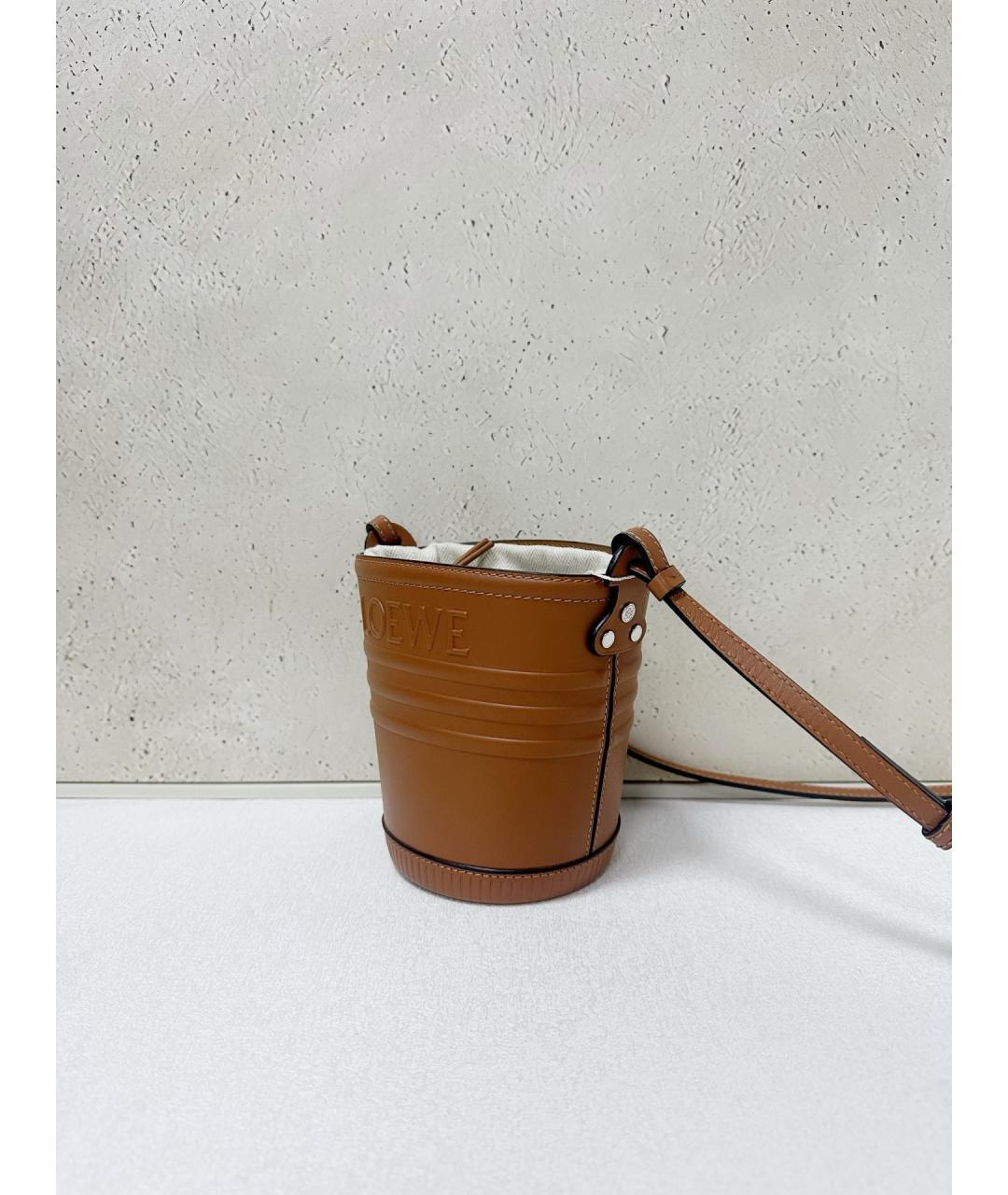 LOEWE Коричневая кожаная сумка через плечо, фото 3