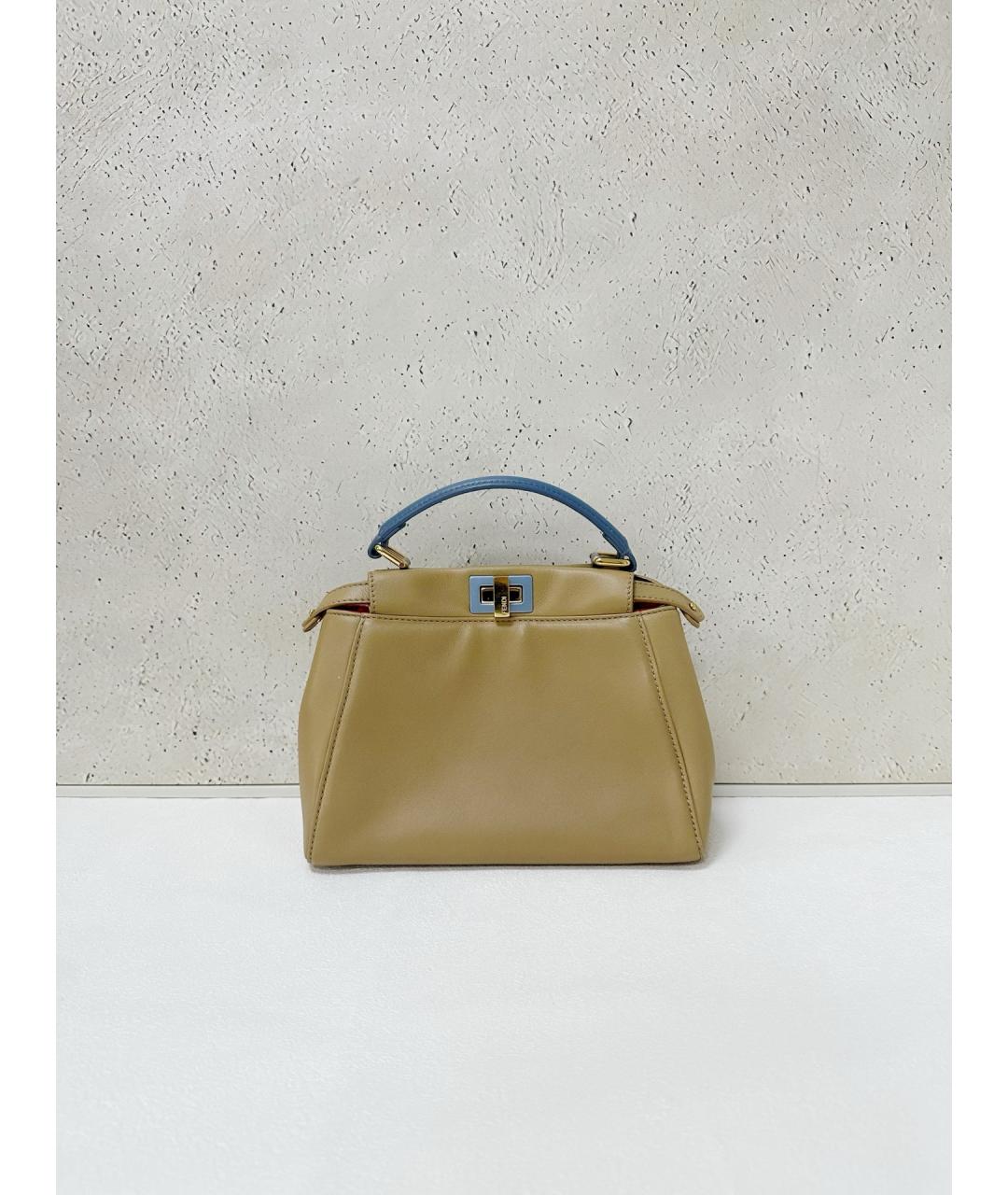 FENDI Бежевая кожаная сумка тоут, фото 2