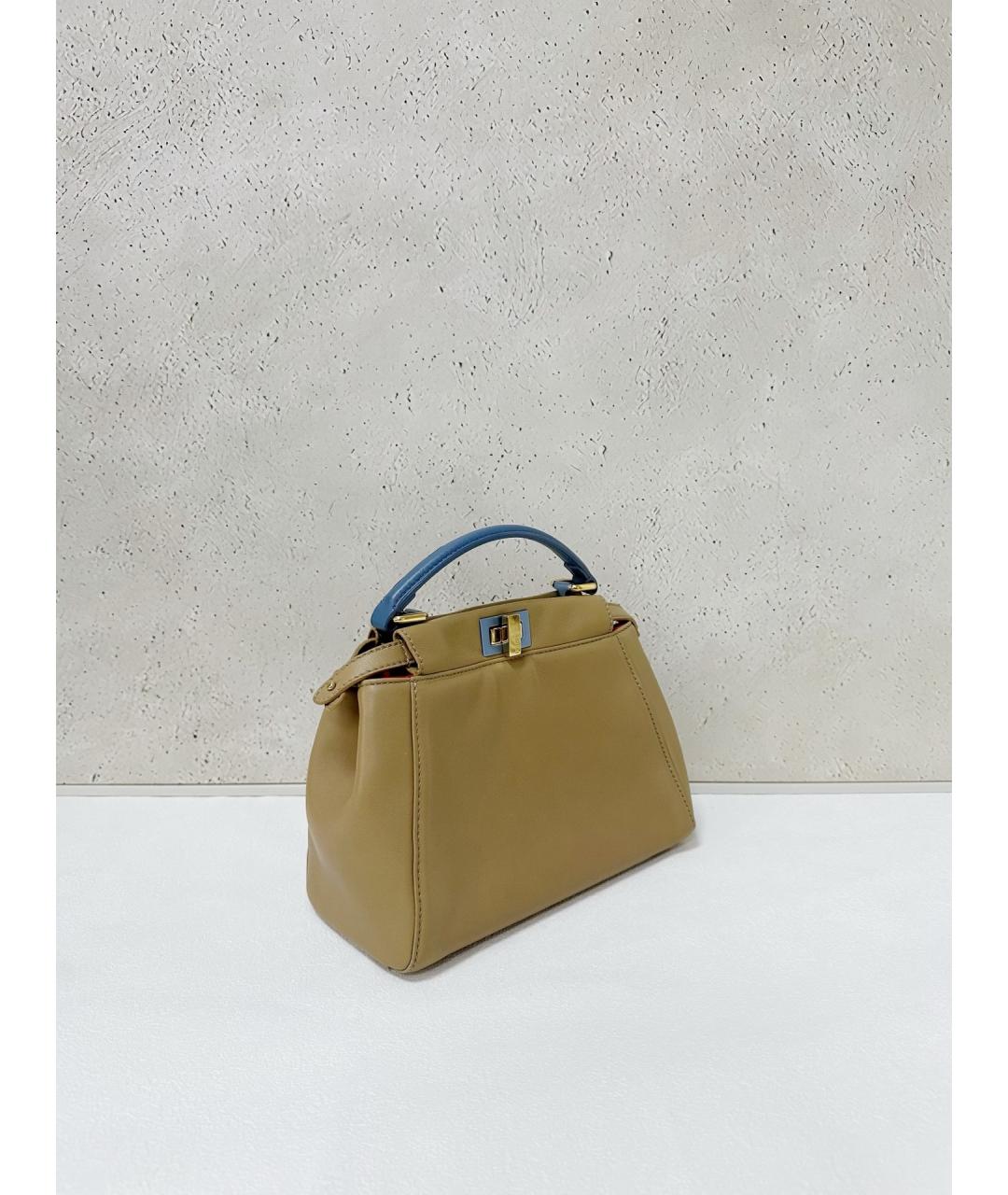 FENDI Бежевая кожаная сумка тоут, фото 4