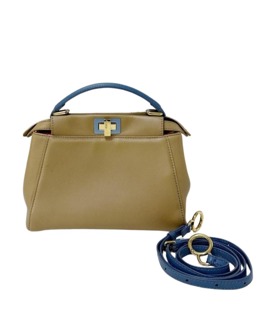 FENDI Бежевая кожаная сумка тоут, фото 1