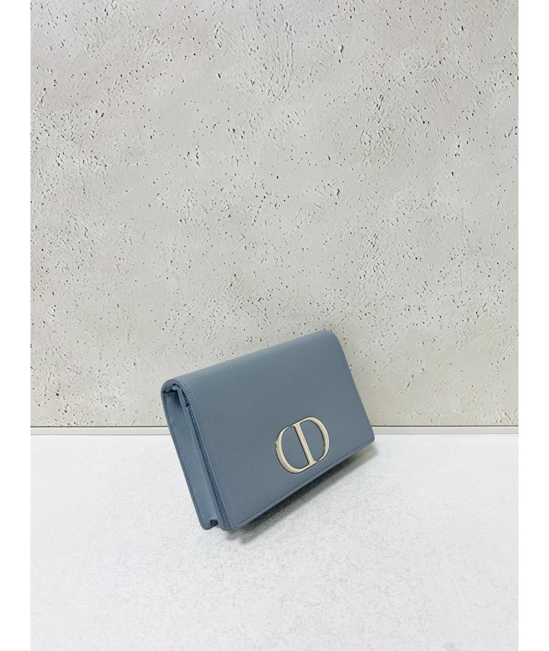 CHRISTIAN DIOR Голубая кожаная сумка через плечо, фото 5