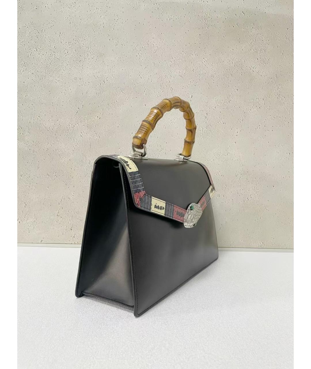 GUCCI Черная кожаная сумка тоут, фото 4