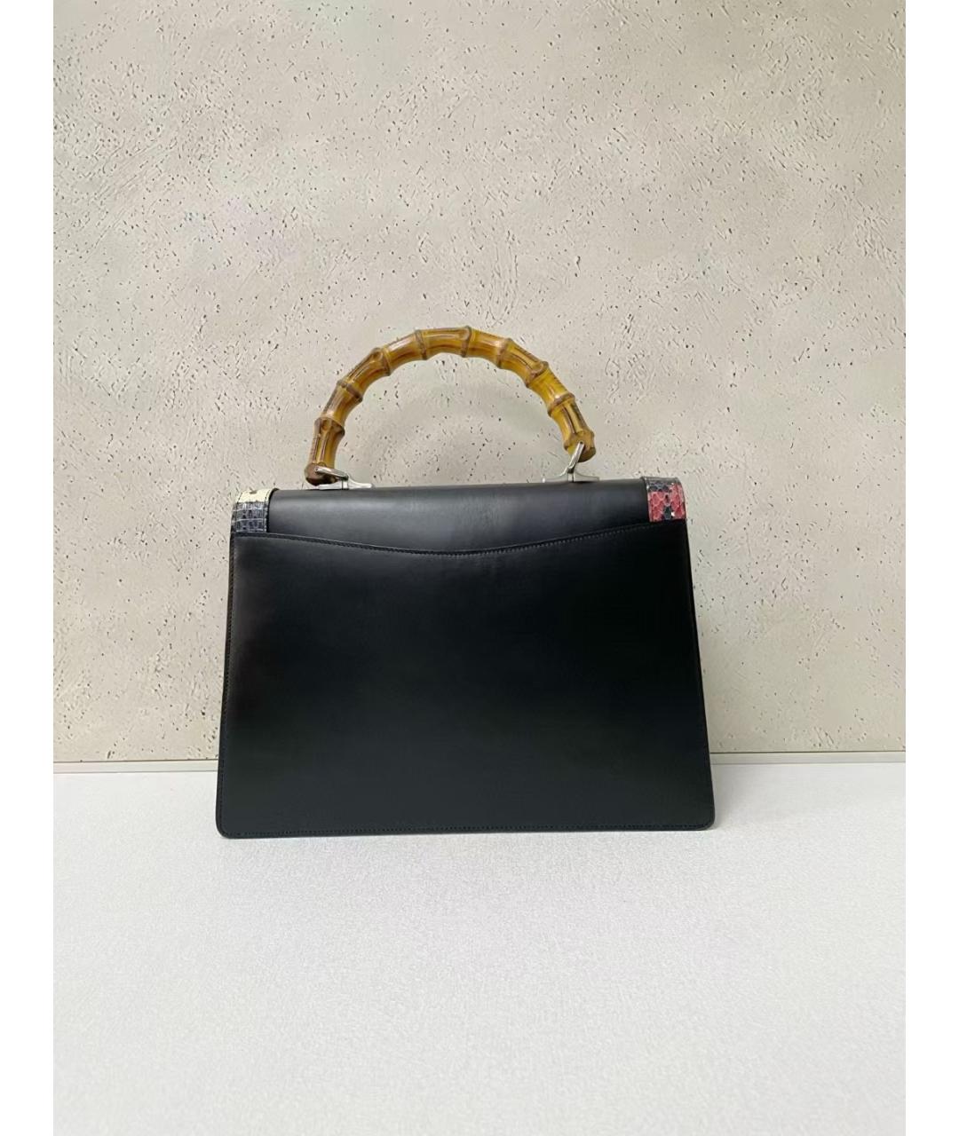 GUCCI Черная кожаная сумка тоут, фото 2