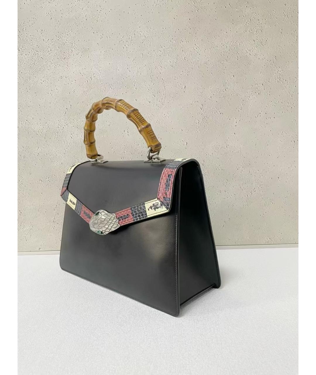 GUCCI Черная кожаная сумка тоут, фото 3