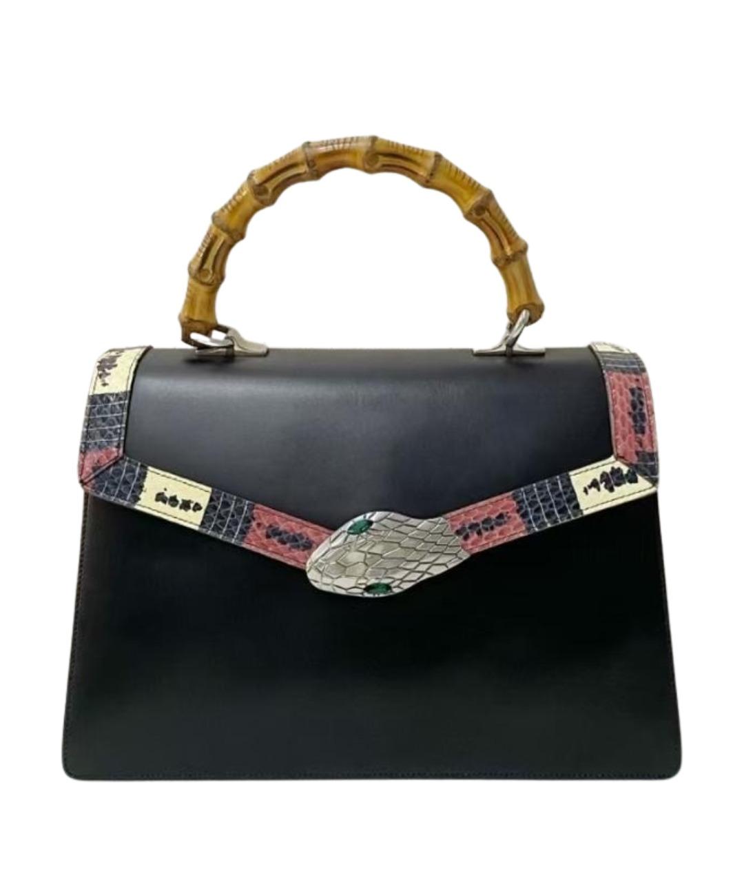 GUCCI Черная кожаная сумка тоут, фото 1