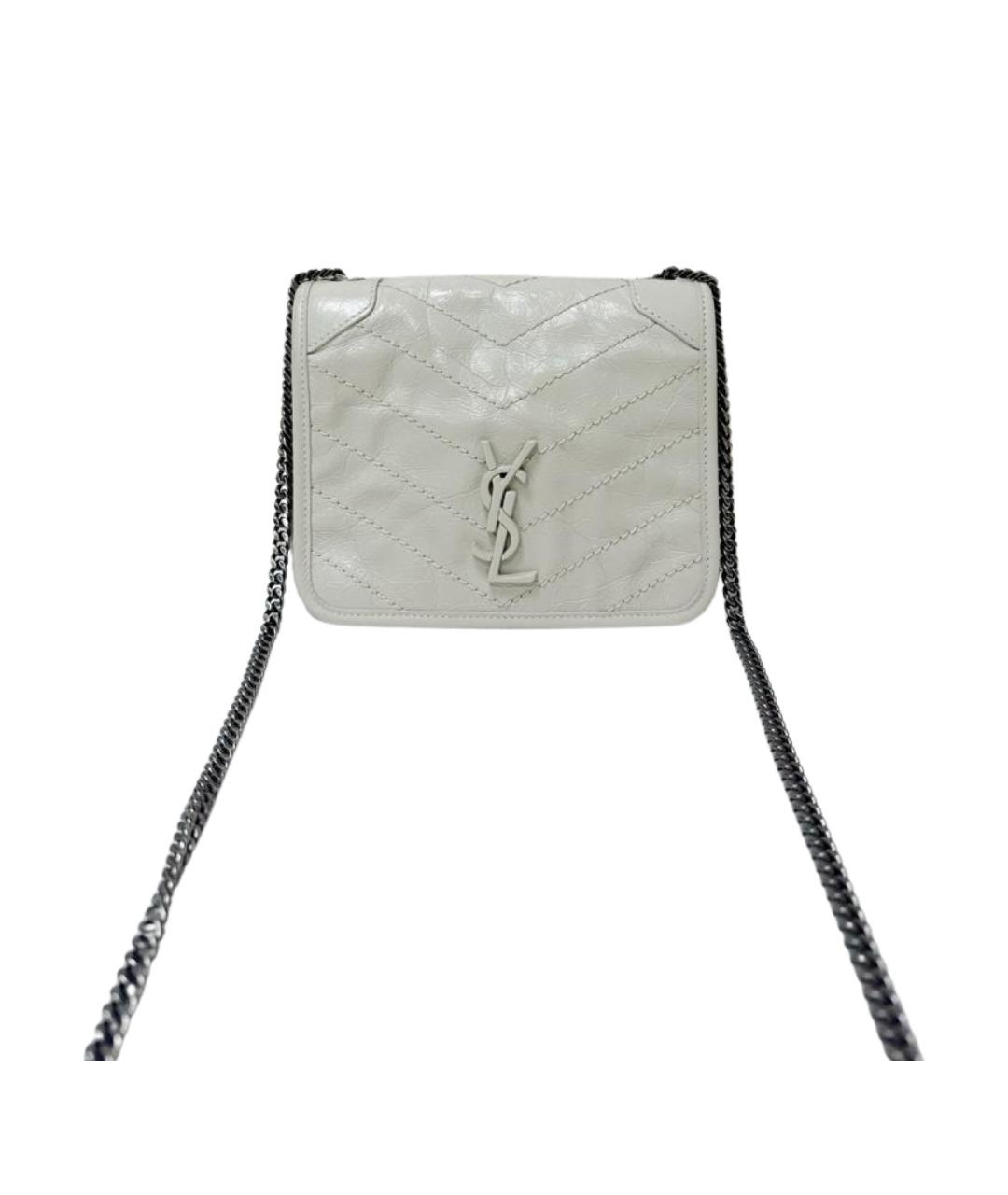 SAINT LAURENT Белая кожаная сумка через плечо, фото 1