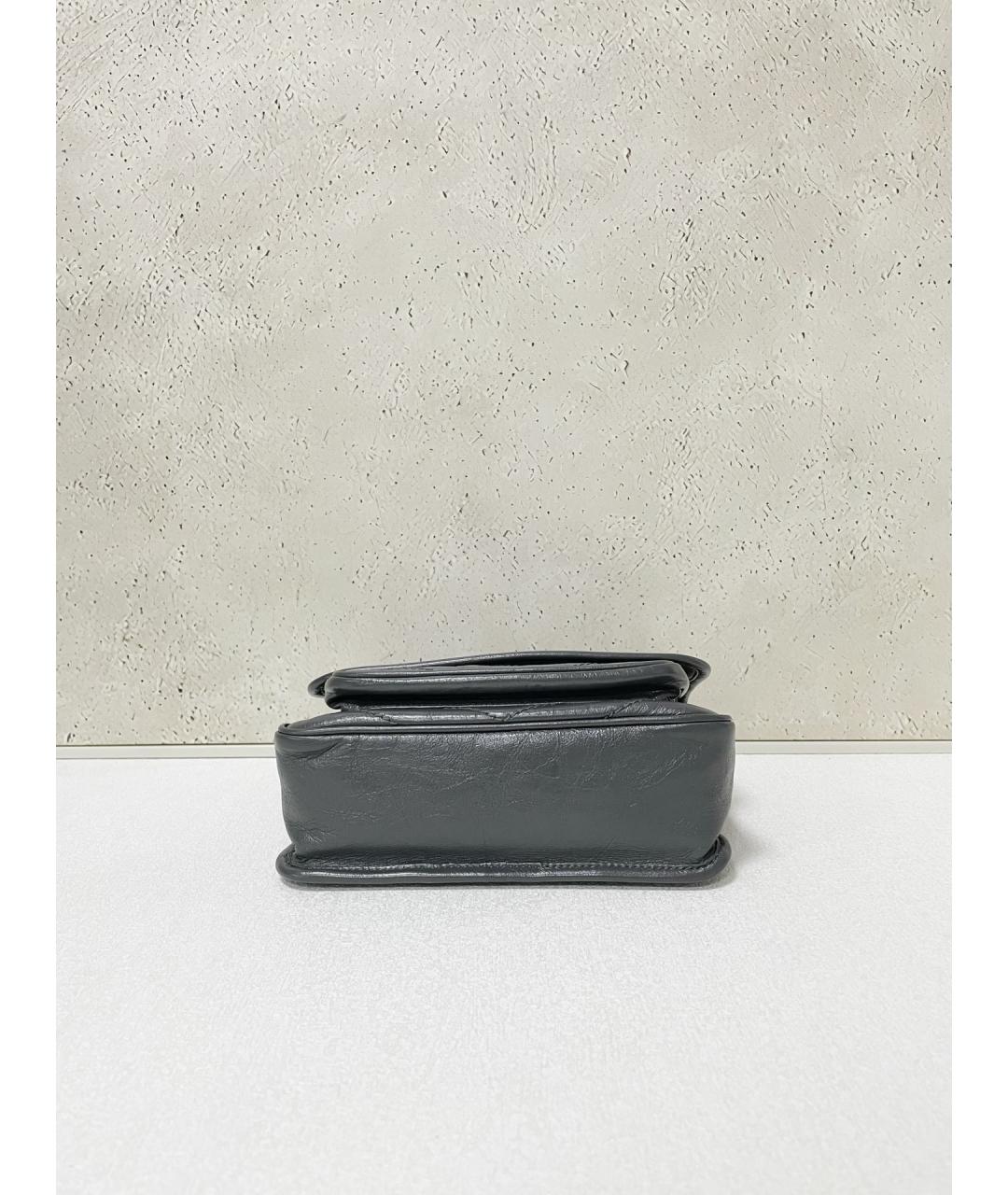 SAINT LAURENT Серая кожаная сумка через плечо, фото 5