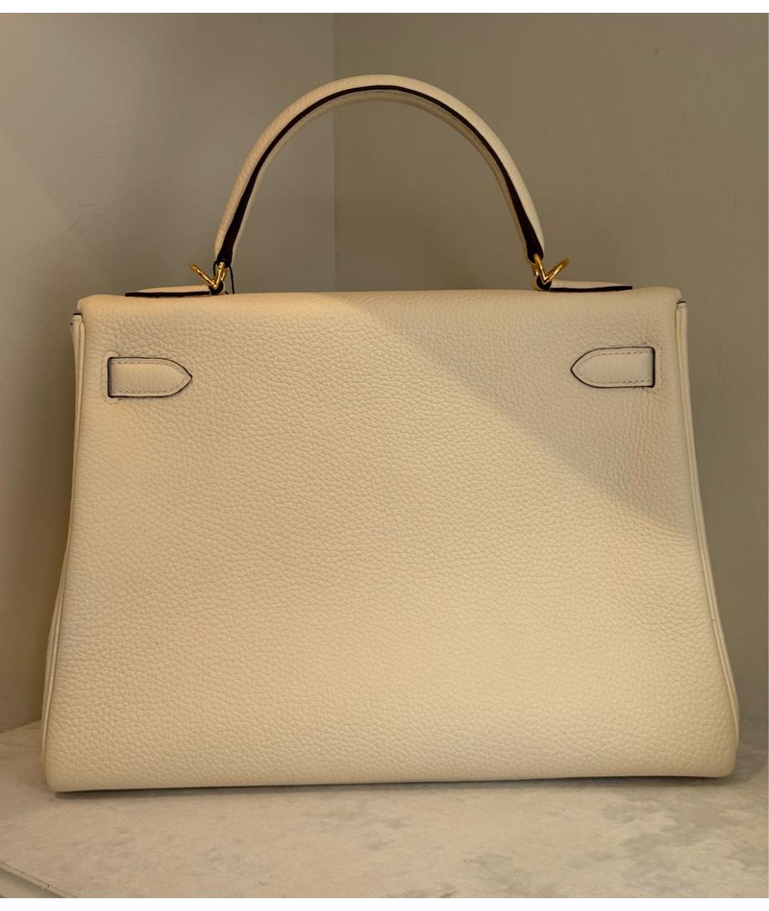 HERMES Бежевая кожаная сумка с короткими ручками, фото 3