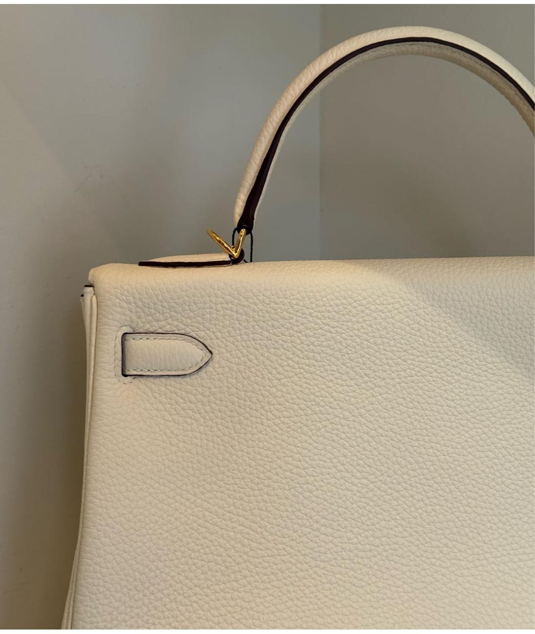 HERMES Бежевая кожаная сумка с короткими ручками, фото 4