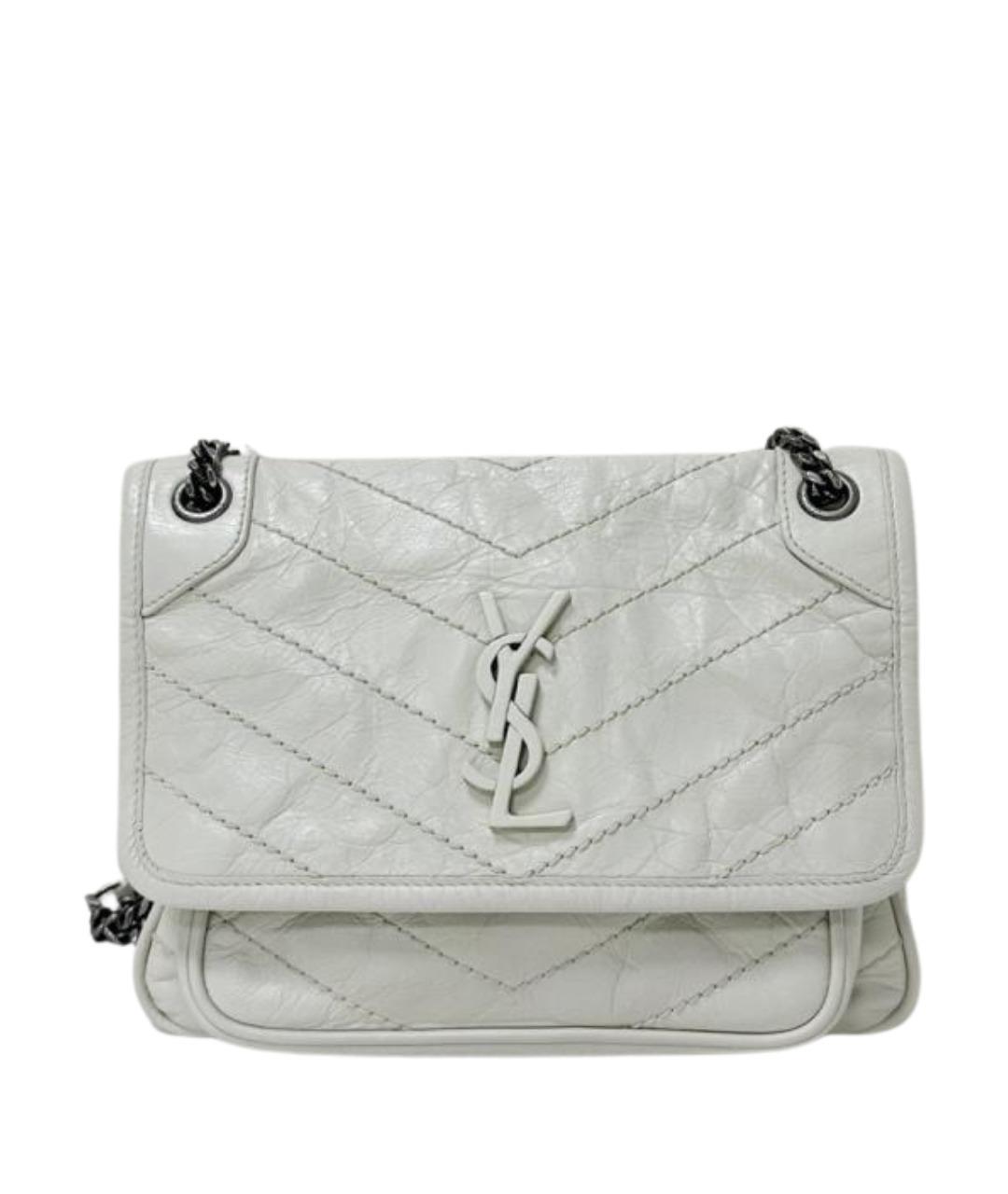 SAINT LAURENT Белая кожаная сумка через плечо, фото 1