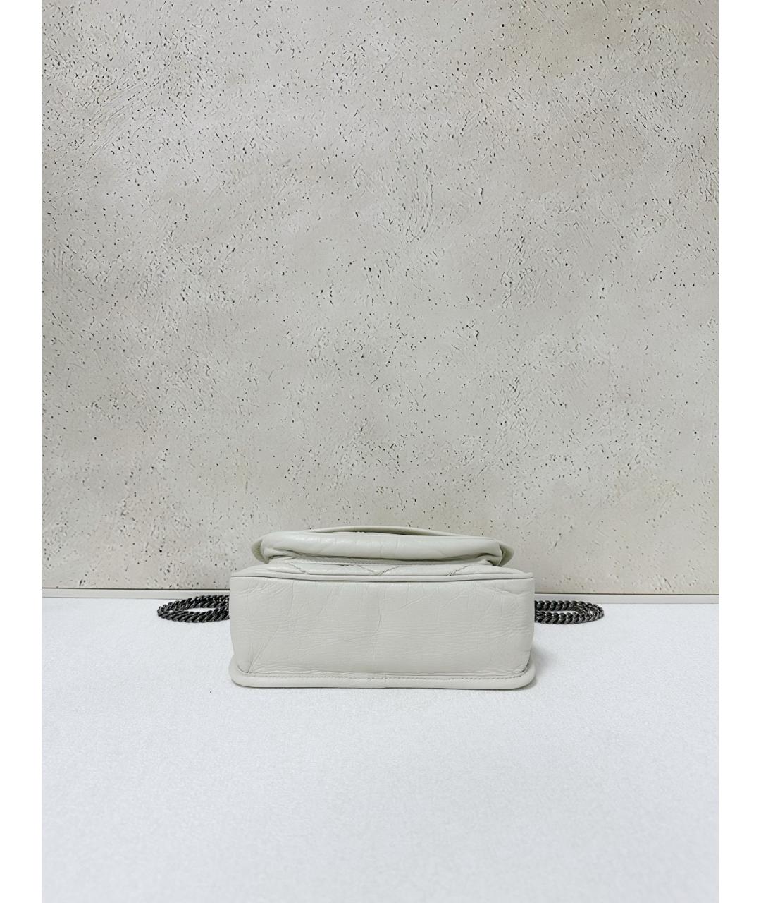 SAINT LAURENT Белая кожаная сумка через плечо, фото 5