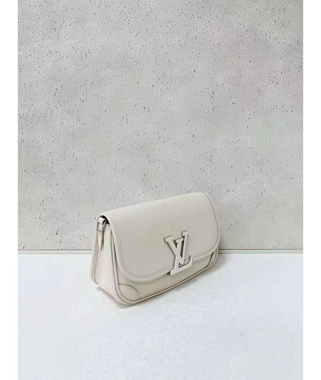 LOUIS VUITTON Бежевая кожаная сумка через плечо, фото 4