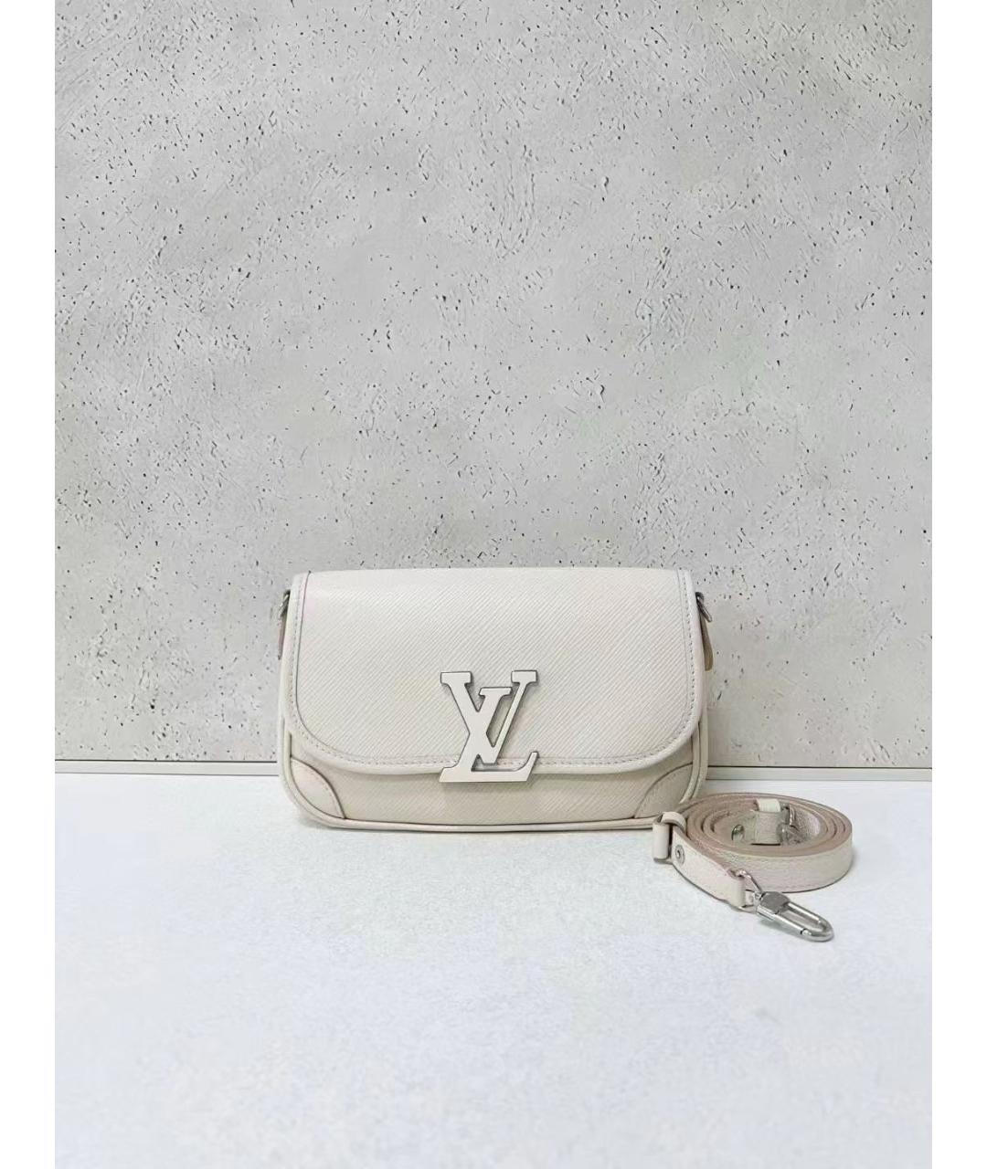 LOUIS VUITTON Бежевая кожаная сумка через плечо, фото 7