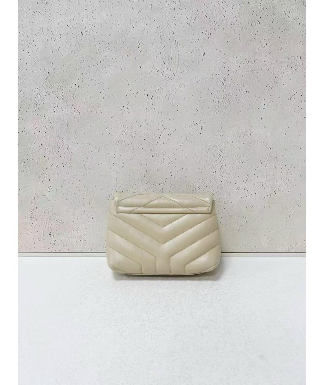 SAINT LAURENT Бежевая кожаная сумка через плечо, фото 2