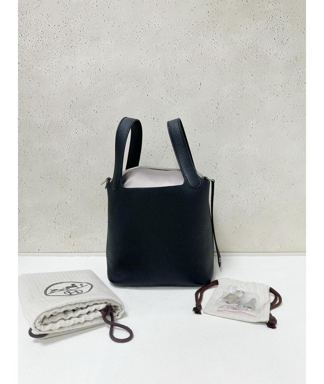 HERMES Черная кожаная сумка с короткими ручками, фото 7