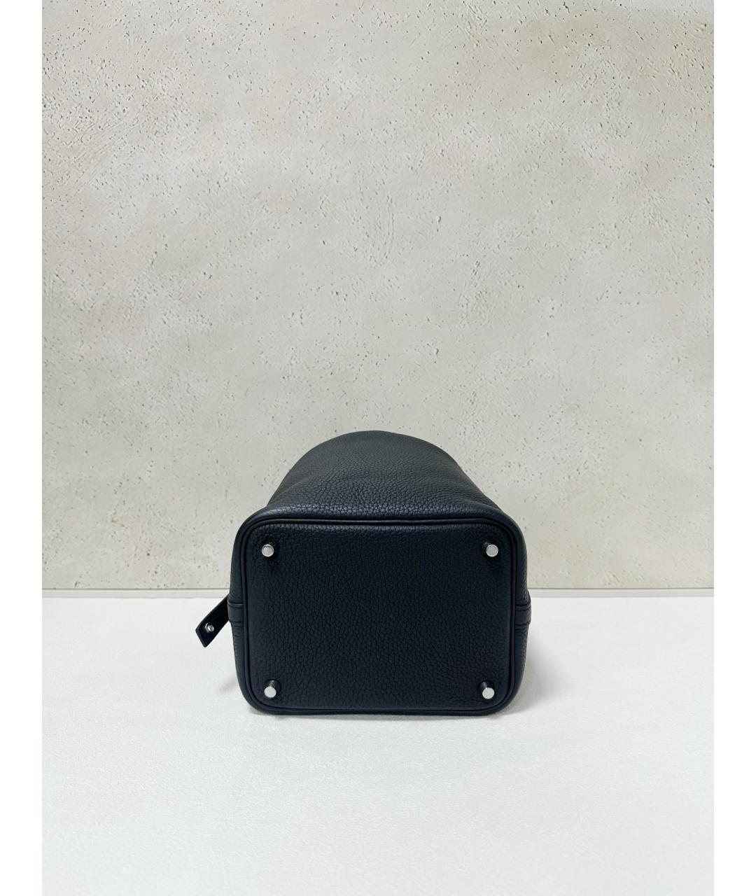 HERMES Черная кожаная сумка с короткими ручками, фото 5