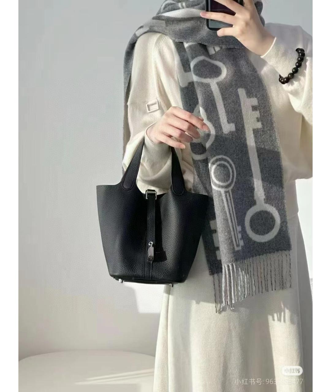 HERMES Черная кожаная сумка с короткими ручками, фото 6