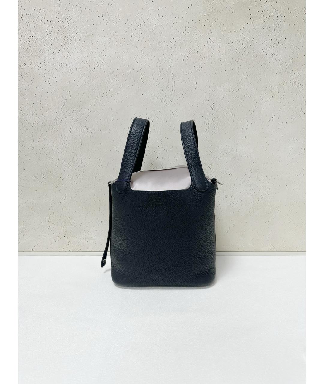 HERMES Черная кожаная сумка с короткими ручками, фото 2